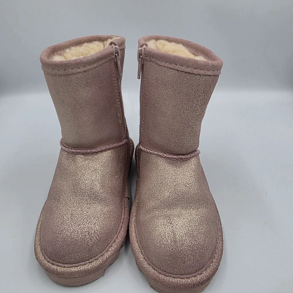 Bearpaw‎ Girls Suede Leather Glitter Pink  Boots Eliza Toddler Faux Fur Zip US 9